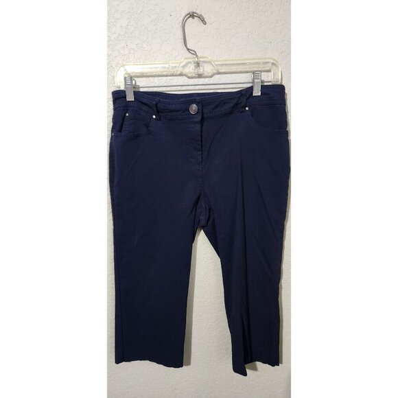 89th Madison Capri Pants Womens size 10 Navy Blue - Picture 3 of 8